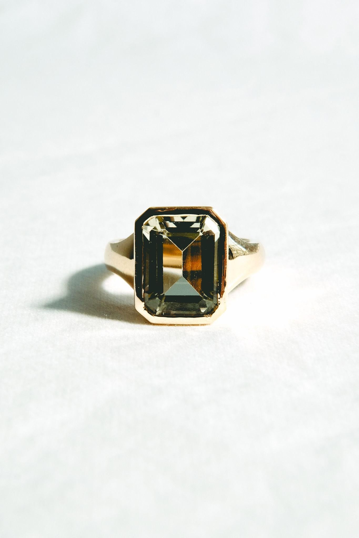 4.75ct Yellow Tourmaline Pinky Ring-Emerald Cut-18KT Gold-GIA Certified-Rare For Sale 4
