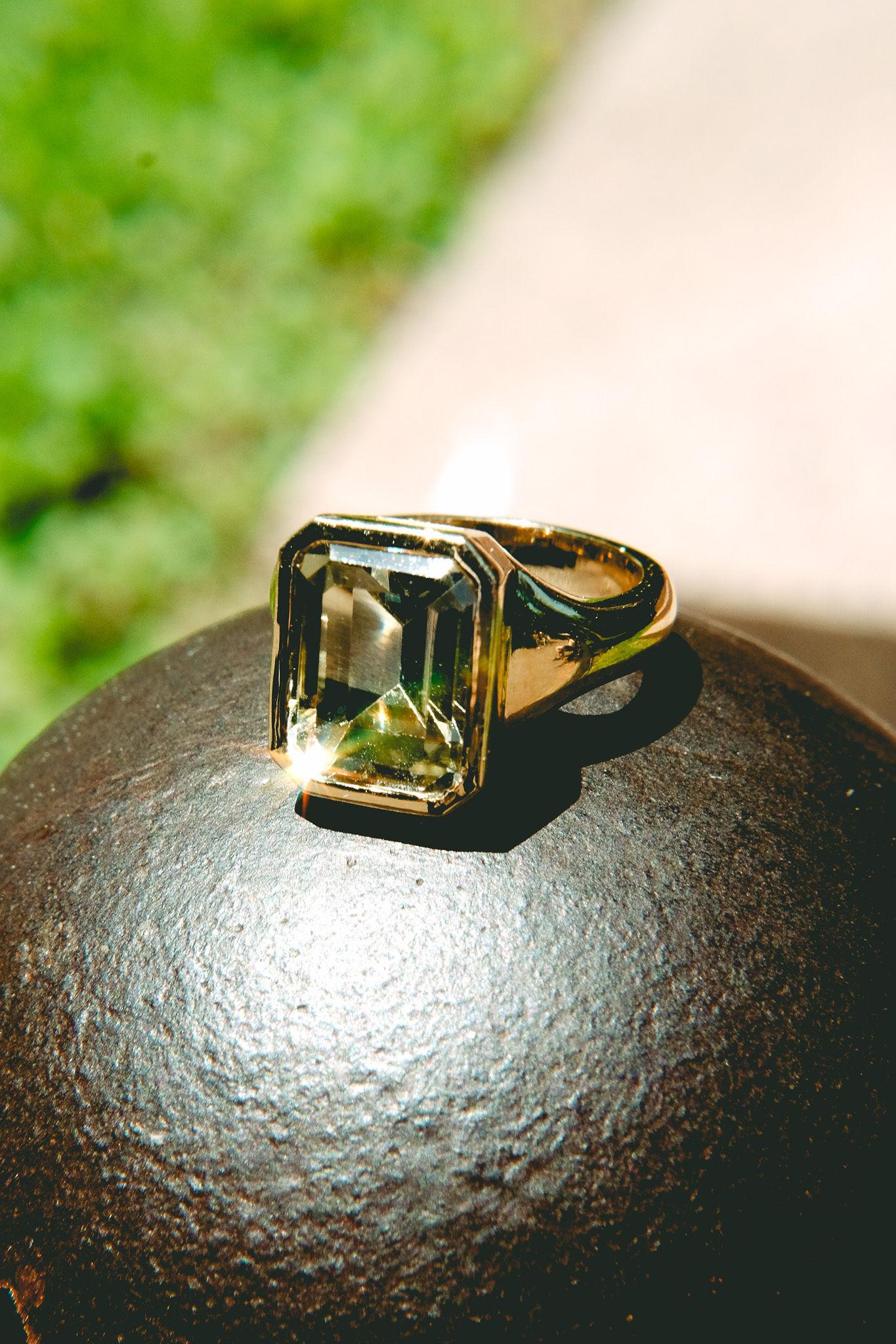 4.75ct Yellow Tourmaline Pinky Ring-Emerald Cut-18KT Gold-GIA Certified-Rare For Sale 6