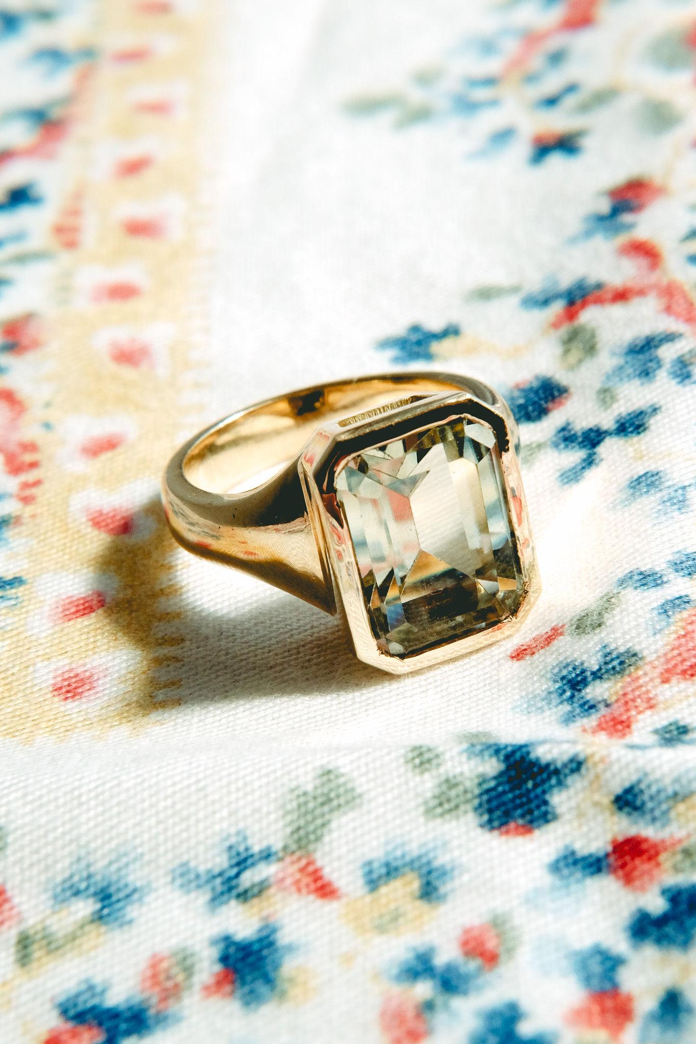 4.75ct Yellow Tourmaline Pinky Ring-Emerald Cut-18KT Gold-GIA Certified-Rare For Sale 1