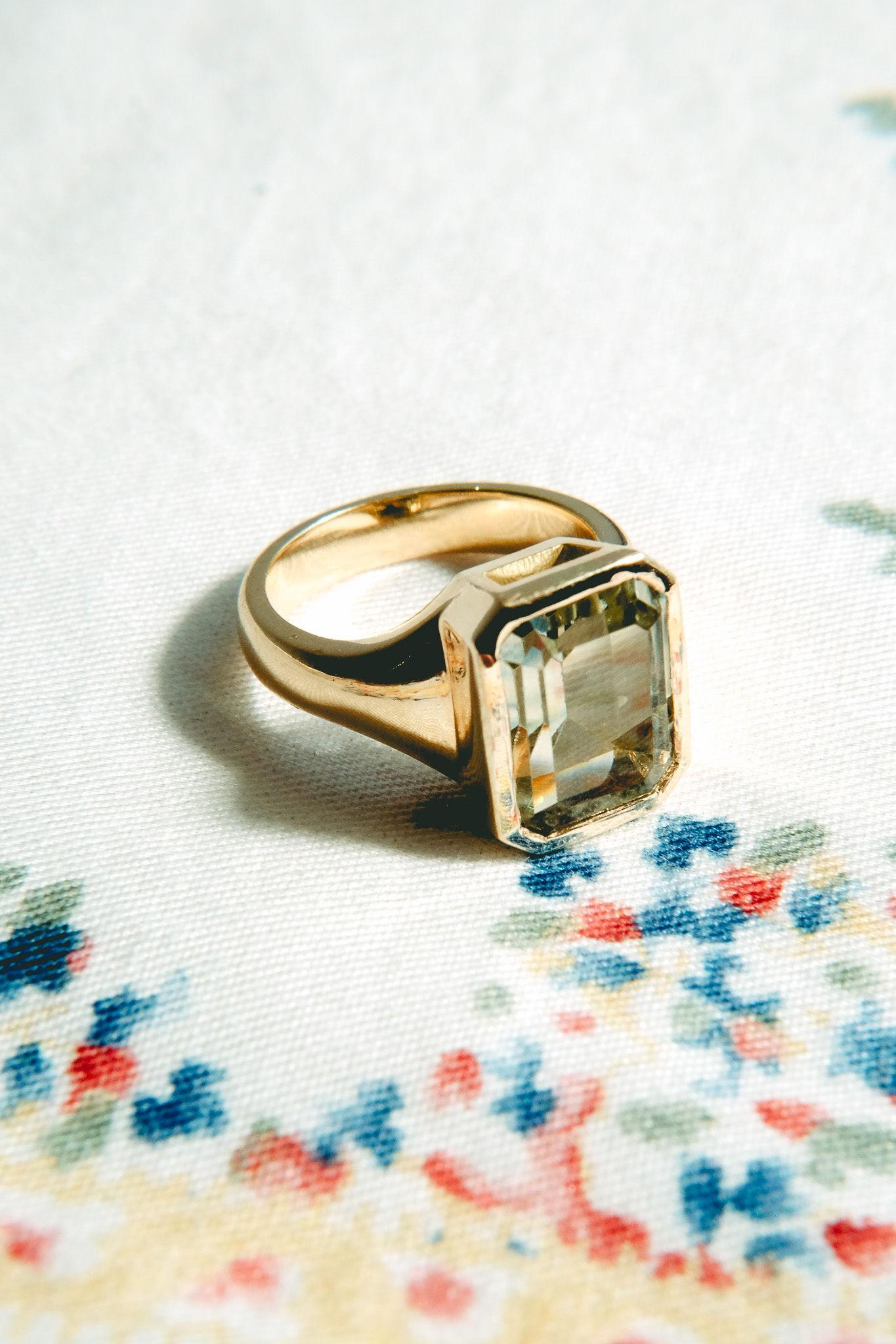 4.75ct Yellow Tourmaline Pinky Ring-Emerald Cut-18KT Gold-GIA Certified-Rare For Sale 2