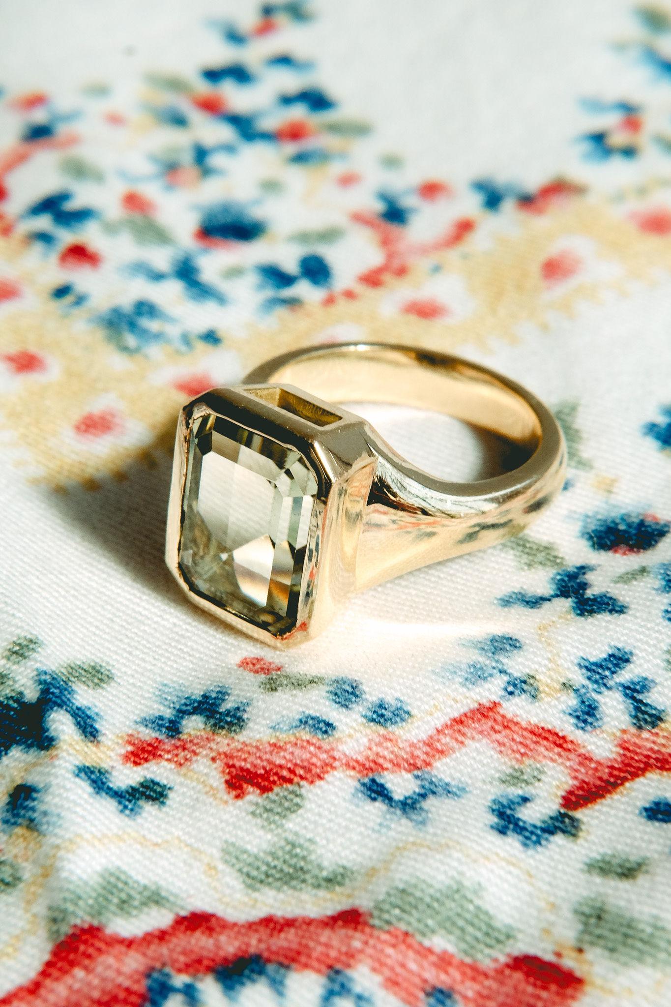 4.75ct Yellow Tourmaline Pinky Ring-Emerald Cut-18KT Gold-GIA Certified-Rare For Sale 3