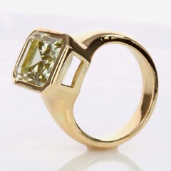 4.75ct Yellow Tourmaline Pinky Ring-Emerald Cut-18KT Gold-GIA Certified-Rare