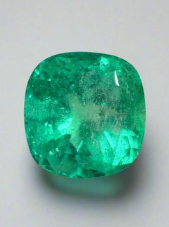 4.76 Carat Bright Yellowish Green Colombian Emerald - Cushion Cut Muzo May