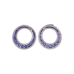 4.76 Carat Clear Blue Sapphire and Diamond Earring in 18 Karat Gold