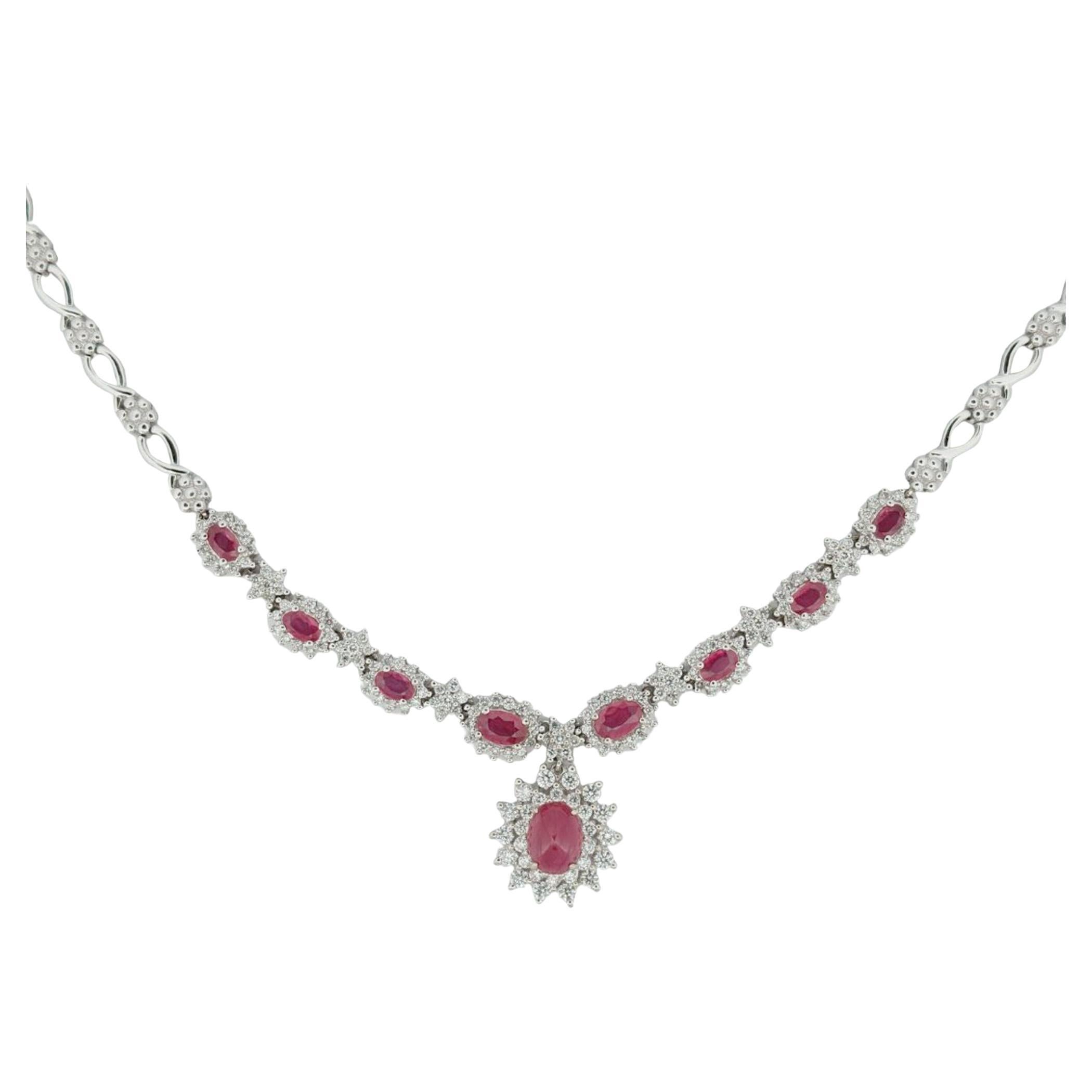 Collar estilo Art Decó de oro de 14 quilates con rubíes de 5 quilates
