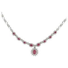 Collana con rubino da 5 carati in stile Art Déco in oro 14K