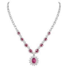 4.76 Carat Natural Ruby Art Deco Style Necklace