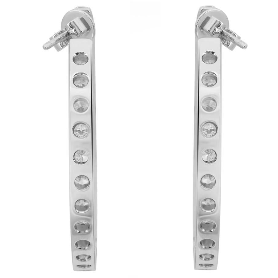 4.76 Carat Round Cut Diamond Inside Out Hoop Earrings 18K White Gold  For Sale 1