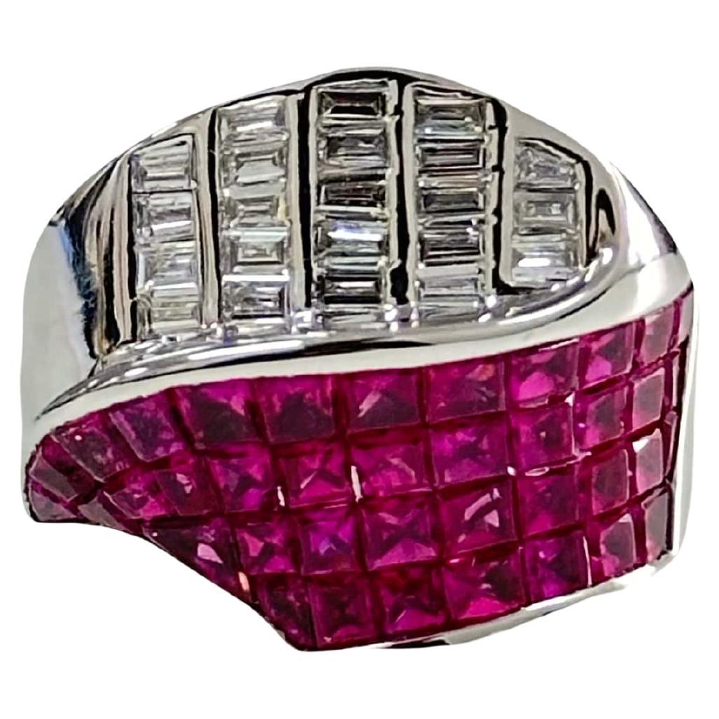Bague design en rubis et diamants de 4,76 carats en vente