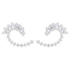 4,76 Carati SI/H Orecchini di diamanti rotondi a forma di marquise Gioielli in oro bianco 14 carati