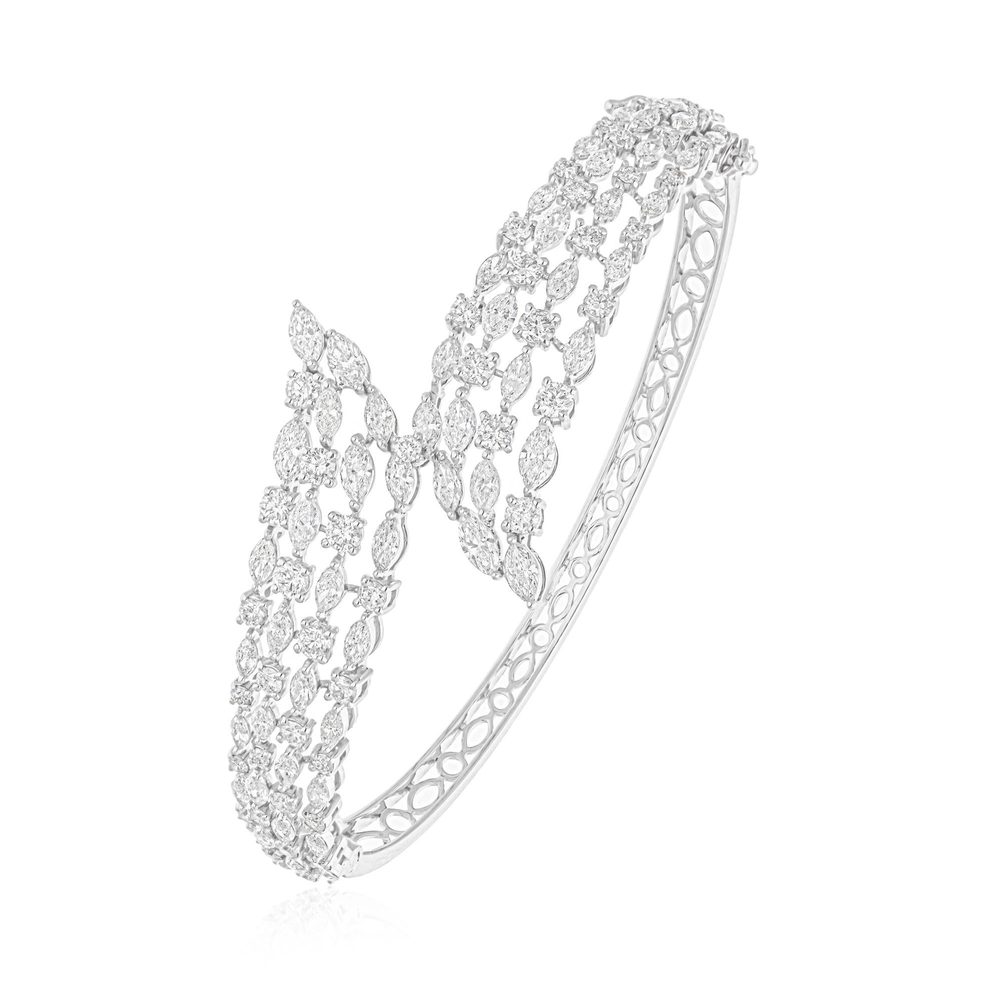 4,76 Karat SI/H Diamantarmband mit gemischtem Schliff zur Verlobung 14 Karat Weißgold (Moderne) im Angebot