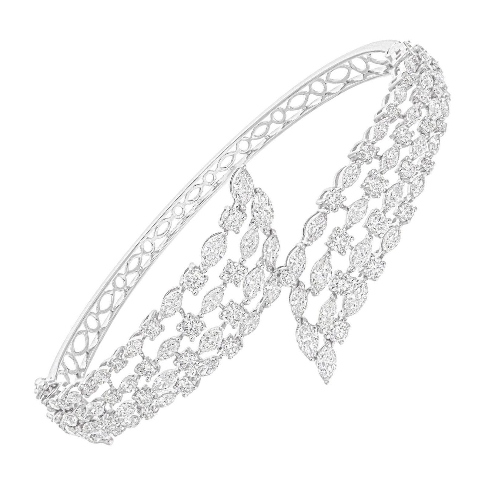 Pulsera de diamantes talla mixta SI/H de 4,76 quilates para compromiso Oro blanco de 18 quilates