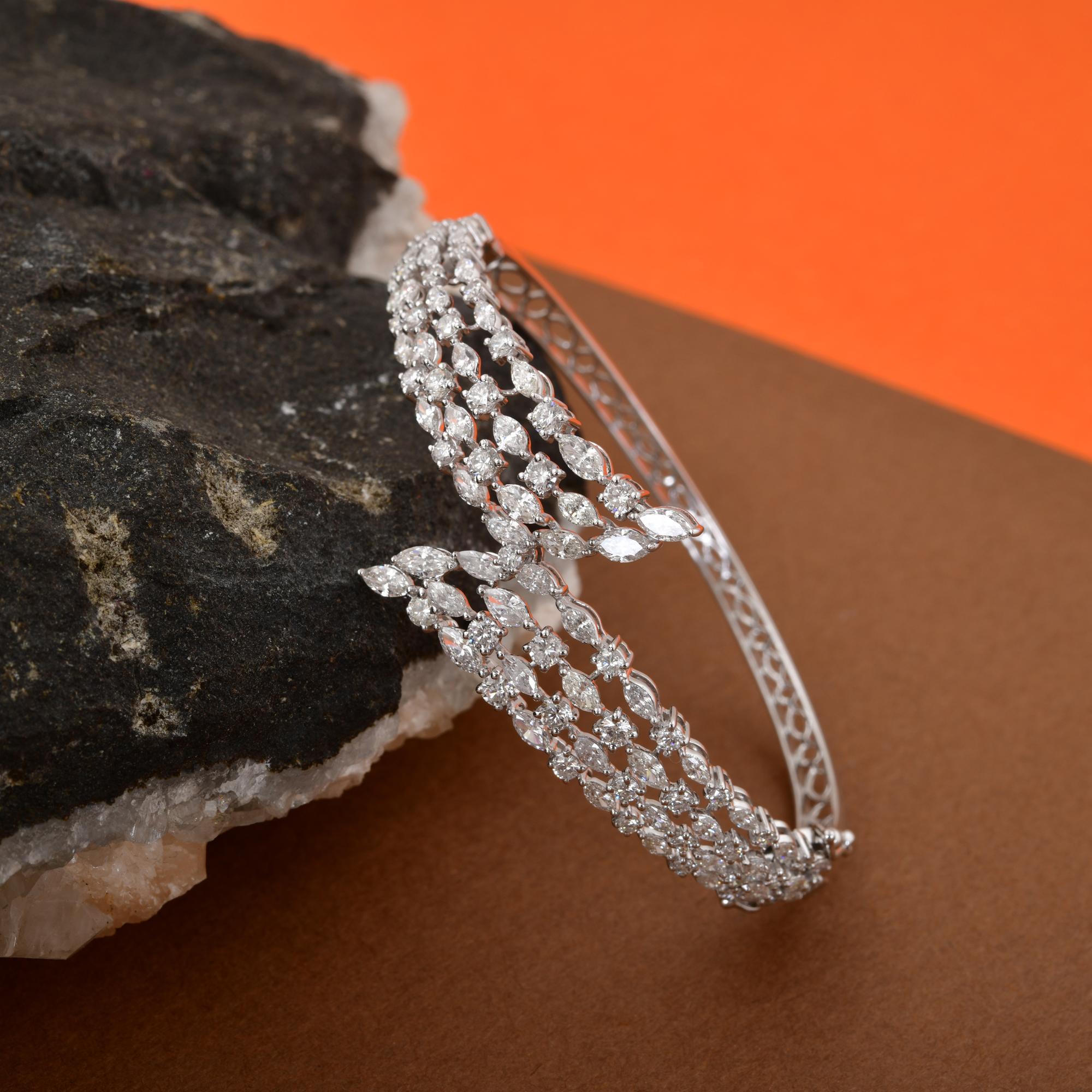 4.76 Carat SI/H Round Brilliant Cut Diamond Bangle Bracelet 18k White Gold For Sale 3