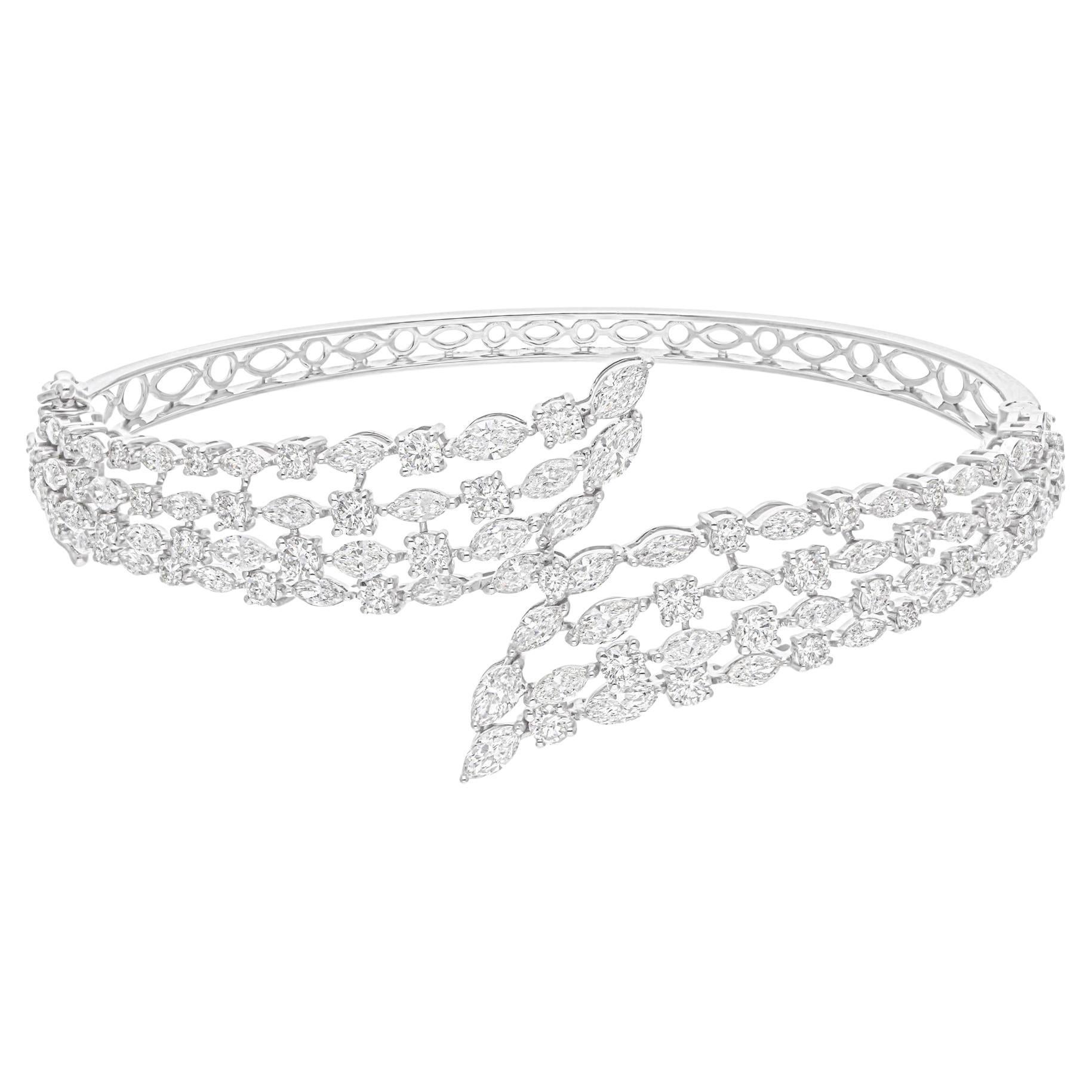 Brazalete de diamantes talla brillante redonda SI/H de 4,76 quilates Oro blanco 18k