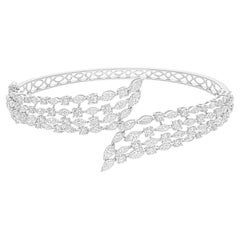 Brazalete de diamantes talla brillante redonda SI/H de 4,76 quilates Oro blanco 18k