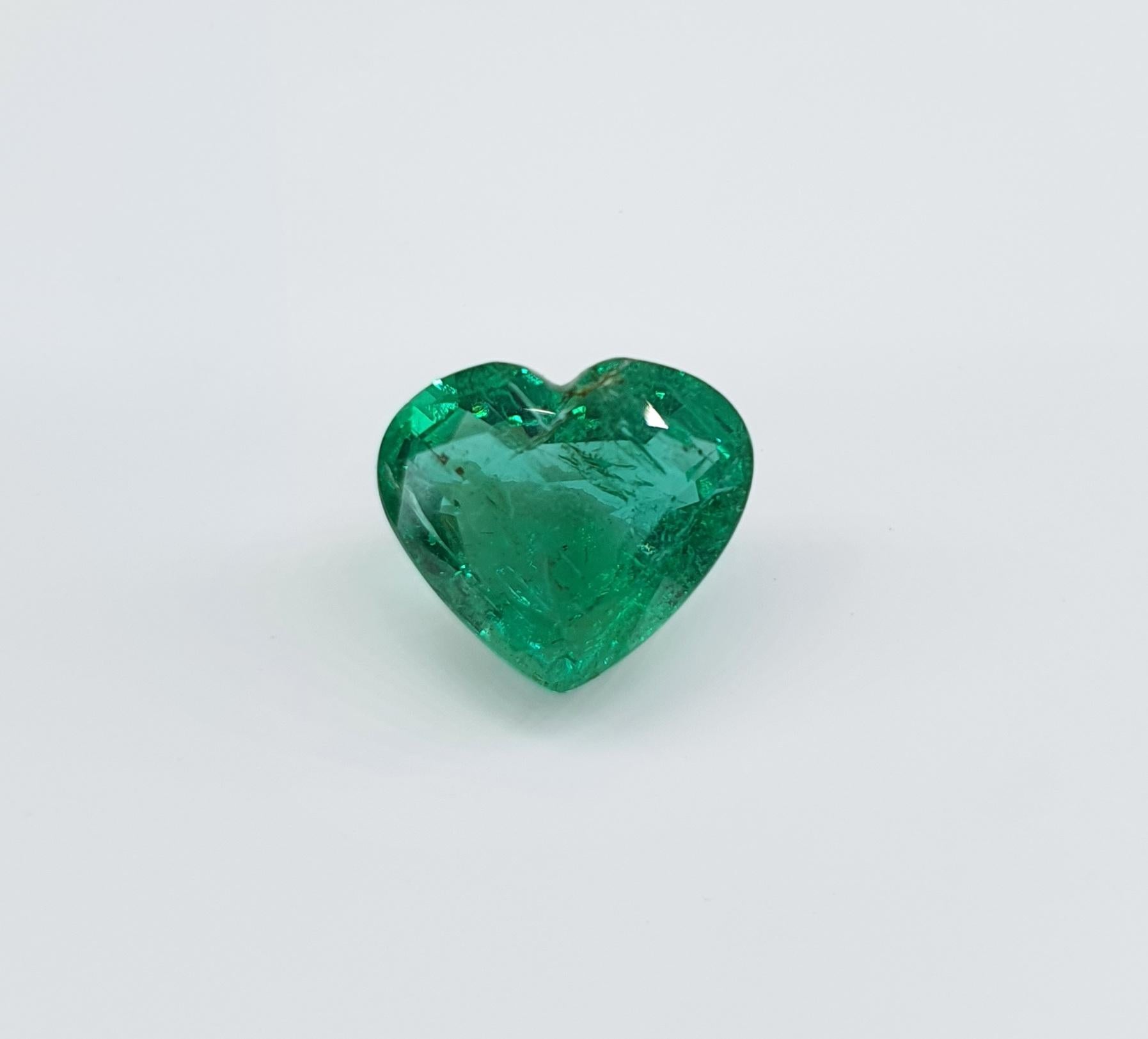 4,76 Karat Smaragd in Herzform, Sambia im Zustand „Neu“ im Angebot in Territet, CH