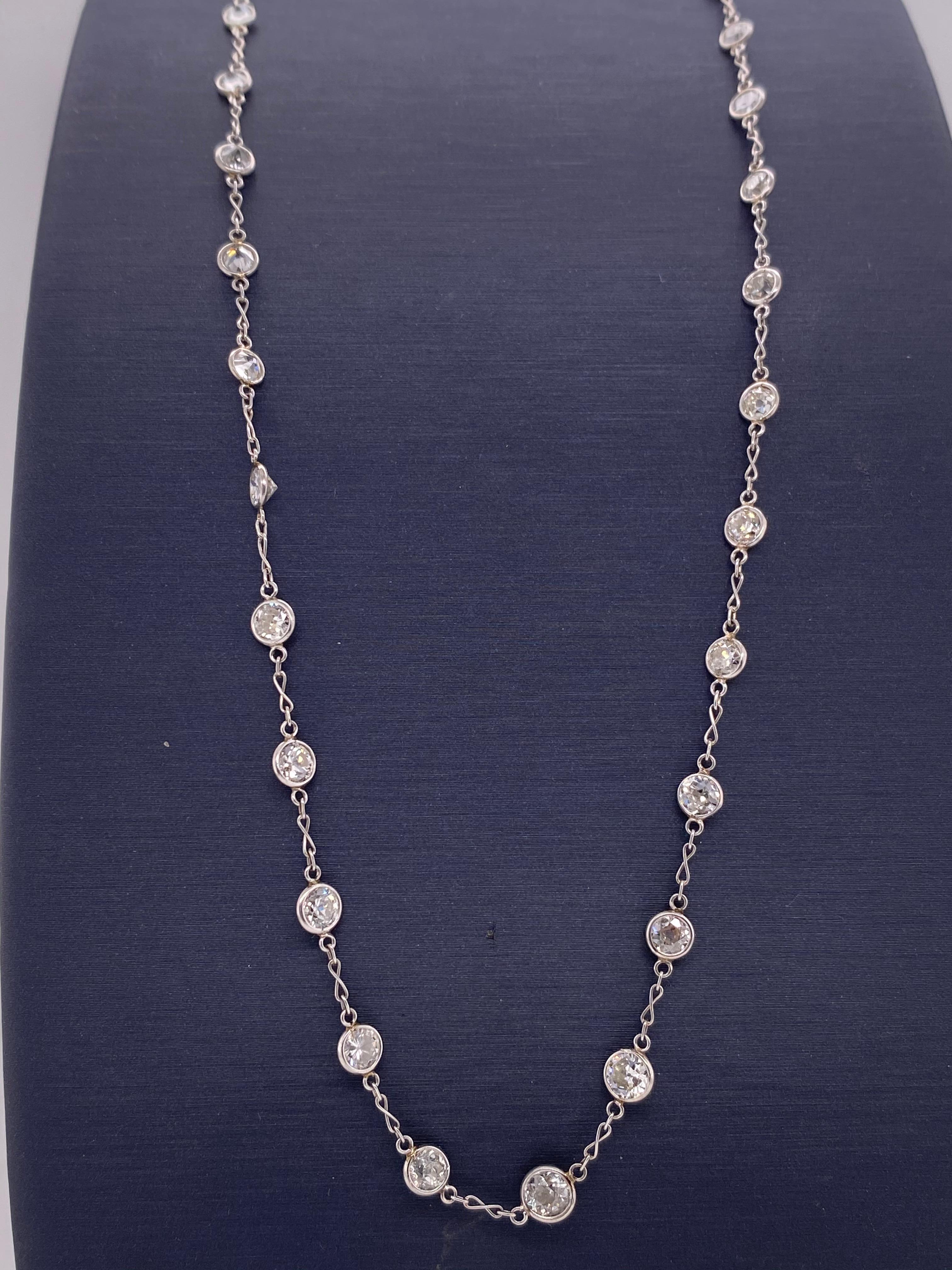 14 Karat Weißgold Halskette mit 4,76 Karat Diamant im europäischen Schliff für Damen oder Herren im Angebot
