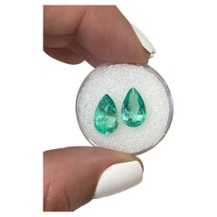 4.76tcw 12x7.5 Pear-Cut Colombian Emeralds Matching - Genuine Loose Gems