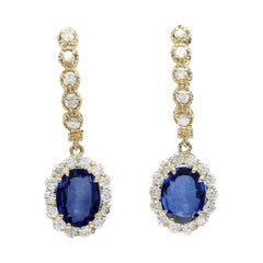 Sapphire Diamond Earrings In 14 Karat Solid Yellow Gold 