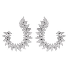 4.77 Carat Pear Diamond Spike Earrings 14 Karat White Gold Handmade Fine Jewelry