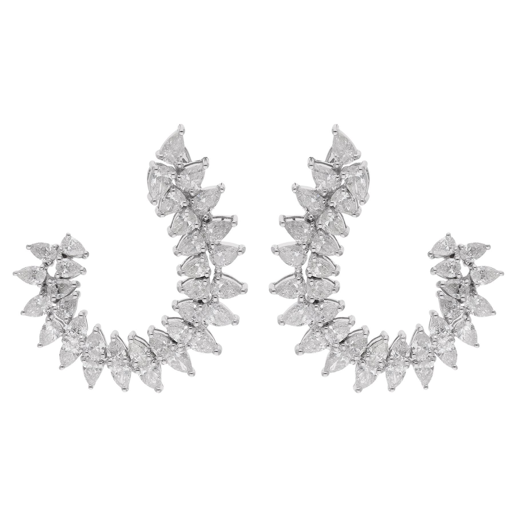4.77 Carat Pear Diamond Spike Earrings 18 Karat White Gold Handmade Fine Jewelry (Boucles d
oreilles en or blanc 18 carats avec diamant en forme de poire)