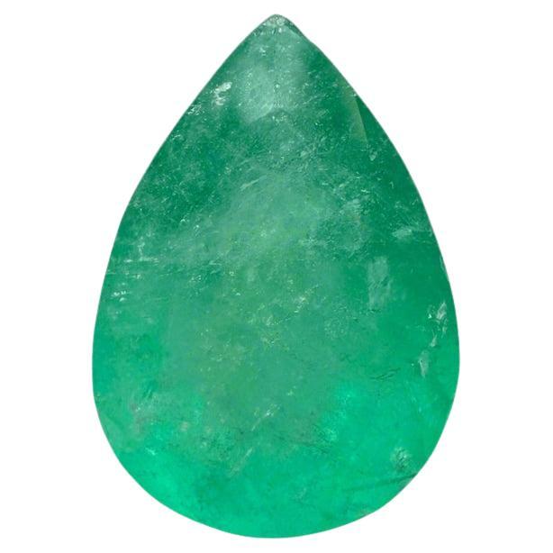 Esmeralda colombiana verde amarillenta de 4,77 quilates - Piedra de nacimiento de mayo en forma de lágrima talla pera
