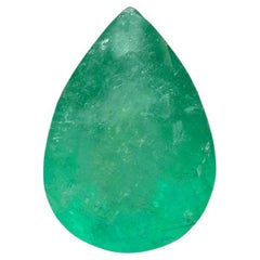 Esmeralda colombiana verde amarillenta de 4,77 quilates - Piedra de nacimiento de mayo en forma de lágrima talla pera