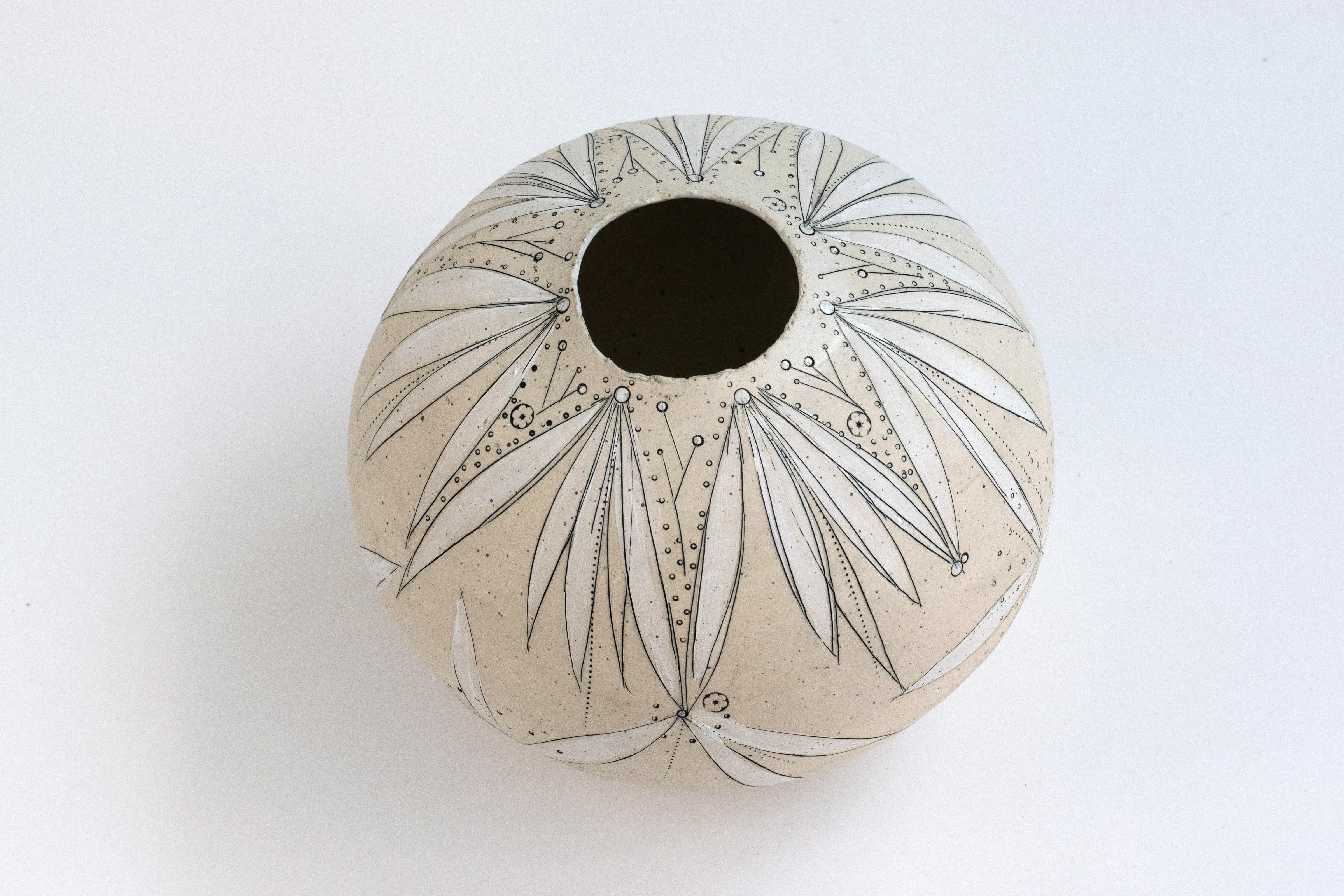 Modern 477 Handcrafted Stoneware Blossoming Moon Vase by Helen Prior