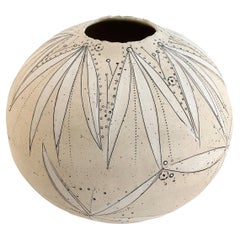 477 Handcrafted Stoneware Blossoming Moon Vase by Helen Prior