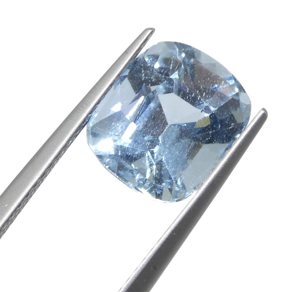 4.77ct Cushion Blue Aquamarine from Brazil For Sale 8