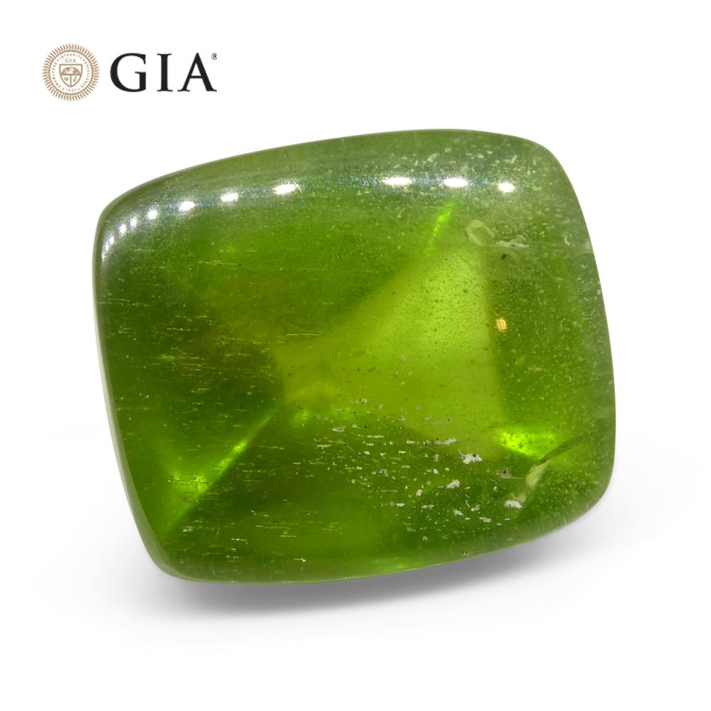 47.7 Karat Cushion Zuckerhut Cabochon Gelbgrüner Peridot GIA zertifiziert für Damen oder Herren