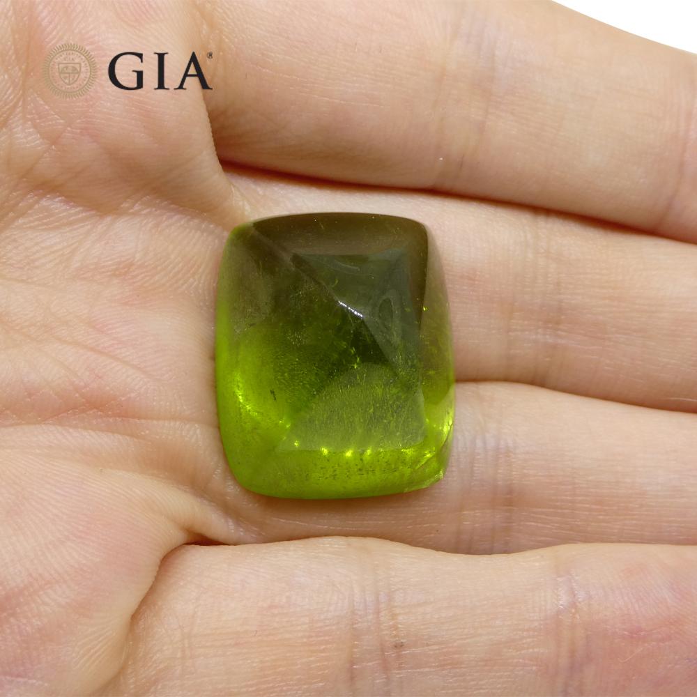 47.7ct Cushion Sugarloaf Cabochon Yellowish Green Peridot GIA Certified In New Condition For Sale In Toronto, Ontario