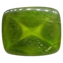 47.7 Carat Cushion Sugarloaf Cabochon Yellowish Green Peridot GIA Certified
