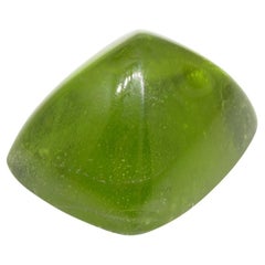 47.7ct Cushion Sugarloaf Cabochon Yellowish Green Peridot GIA Certified