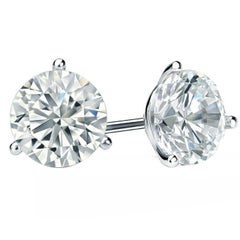 4.77ct Gia Certified Round Diamond Martini Setting 3 Prong Studs Earrings