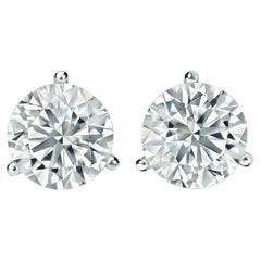 4,77ct de diamants ronds certifiés Gia dans une monture Martini à 3 griffes Boucles d'oreille