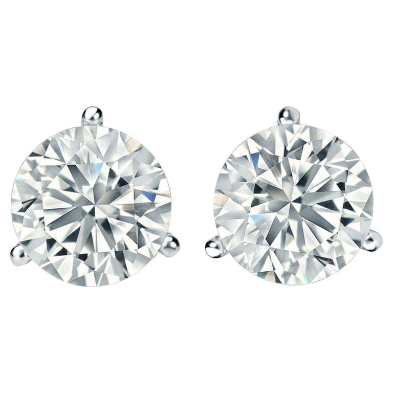 4.77ct Gia Certified Round Diamond Martini Setting 3 Prong Studs