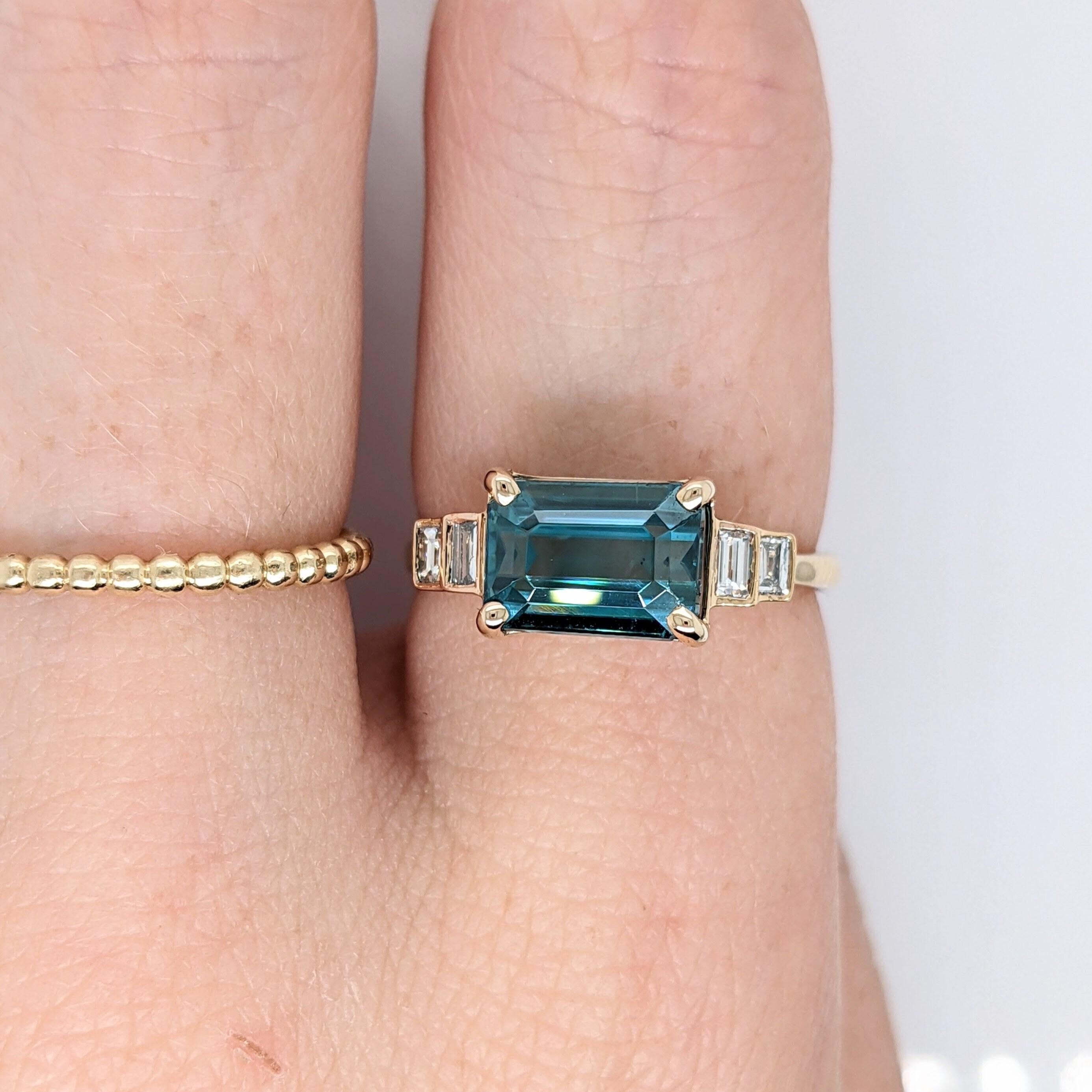 4.77ct Zircon w Baguette Diamond Accents in Solid 14K Gold Emerald Cut 9x6.5mm In New Condition For Sale In Columbus, OH