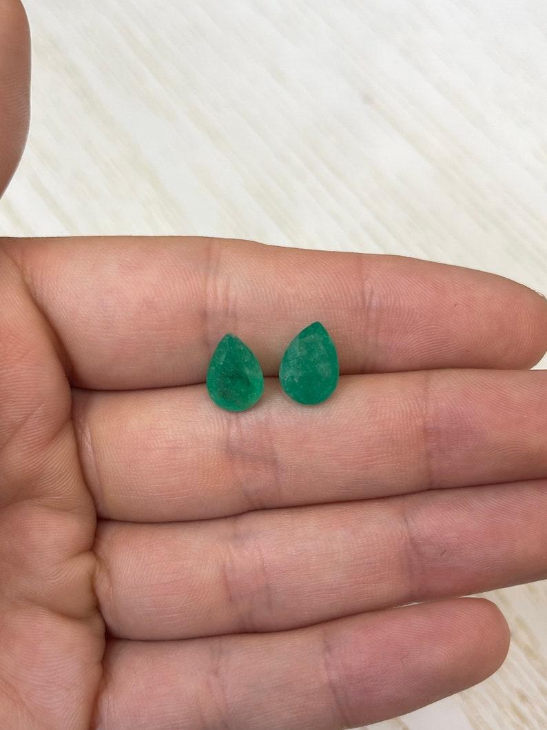 4.77tcw 11x8 Matching Colombian Emeralds - Pear-Cut Earthy Loose Gems For Sale 1