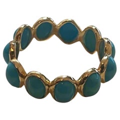 Memoryring aus 14K Gold mit 4,78 Karat Türkis und Cabochon-Cabochon