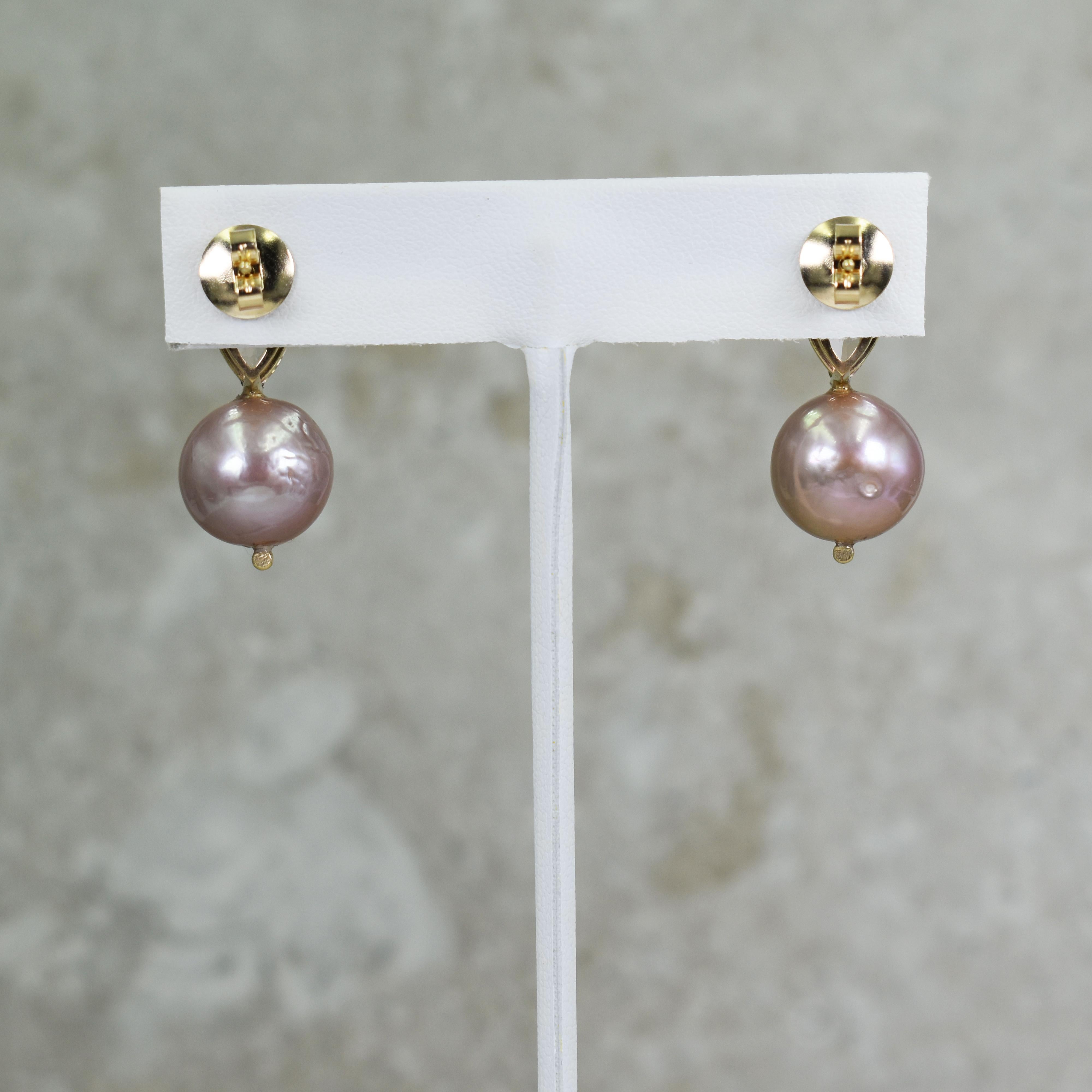 Contemporary 4.78 Carat Morganite, Diamond and Pink Pearl 14 Karat Gold Stud Earrings For Sale