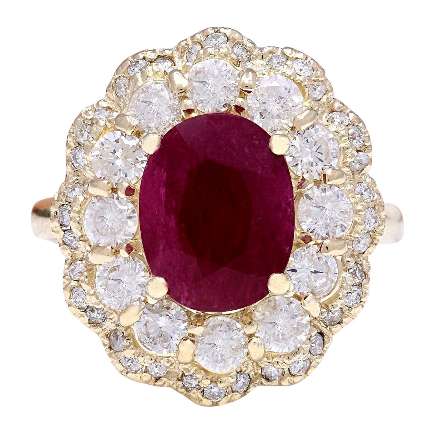 4.78 Carat Natural Ruby 18 Karat Solid Rose Gold Diamond Ring For Sale ...