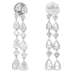 4.78 Carat Pear Round Brilliant Cut Diamond Earrings H SI 14 Karat White Gold