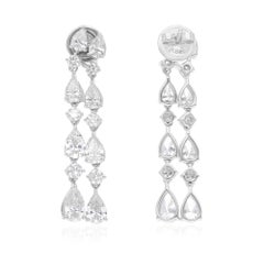 4.78 Carat Pear Round Brilliant Cut Diamond Earrings H SI 18 Karat White Gold