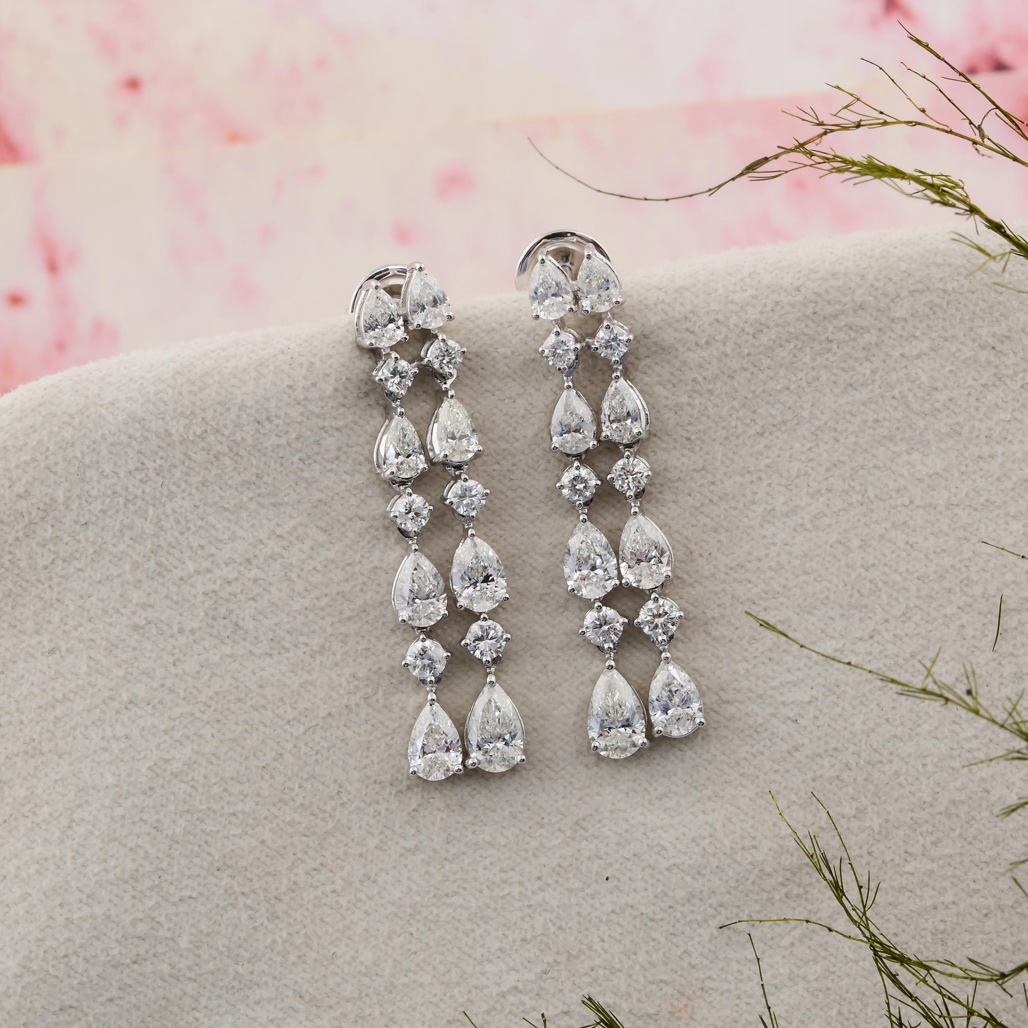 Pendientes de diamantes talla brillante redonda pera de 4,78 quilates H SI Oro blanco de 18 quilates Moderno en venta