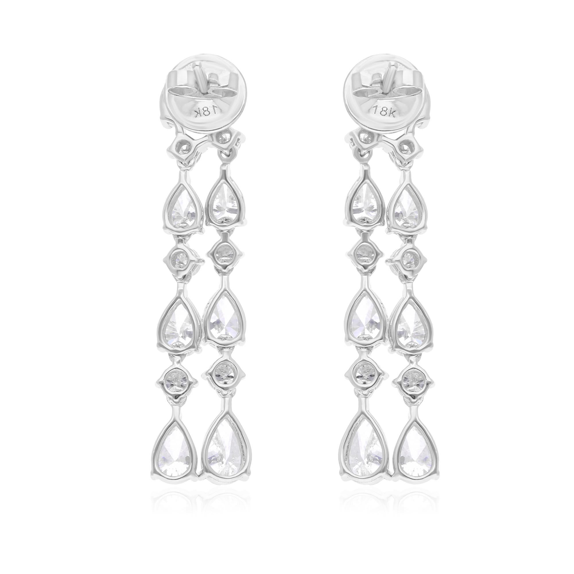 Pendientes de diamantes talla brillante redonda pera de 4,78 quilates H SI Oro blanco de 18 quilates en Nuevo estado para la venta en Diera, Dubai