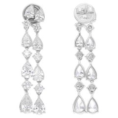4.78 Carat Pear Round Brilliant Cut Diamond Earrings H SI 18 Karat White Gold