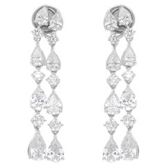 4.78 Carat Pear Round Brilliant Cut Diamond Earrings H SI 18 Karat White Gold