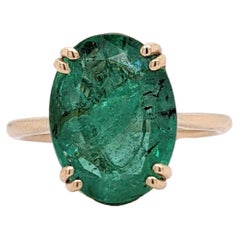 4.78ct Emerald Ring in Solid 14k Yellow Gold Solitaire Emerald Oval 14x10mm