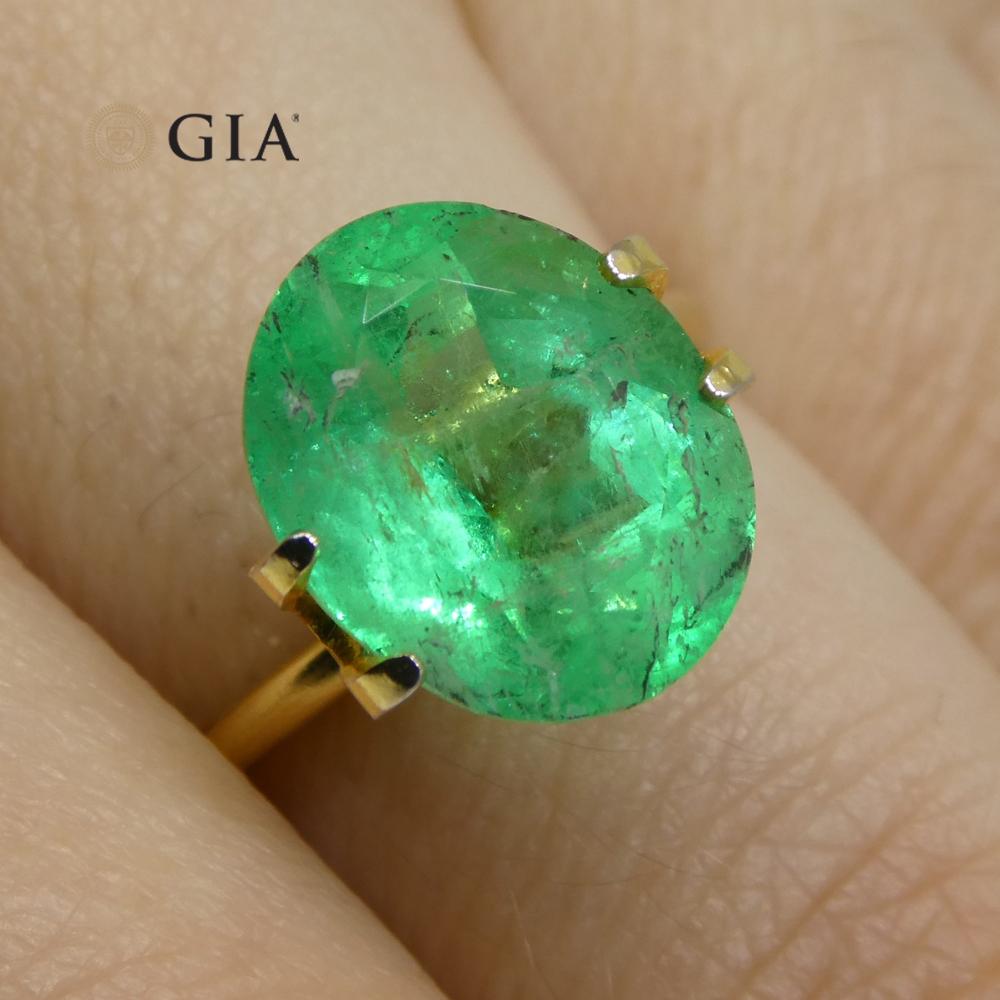 4.78ct Oval Green Emerald GIA Certified Colombia For Sale 10